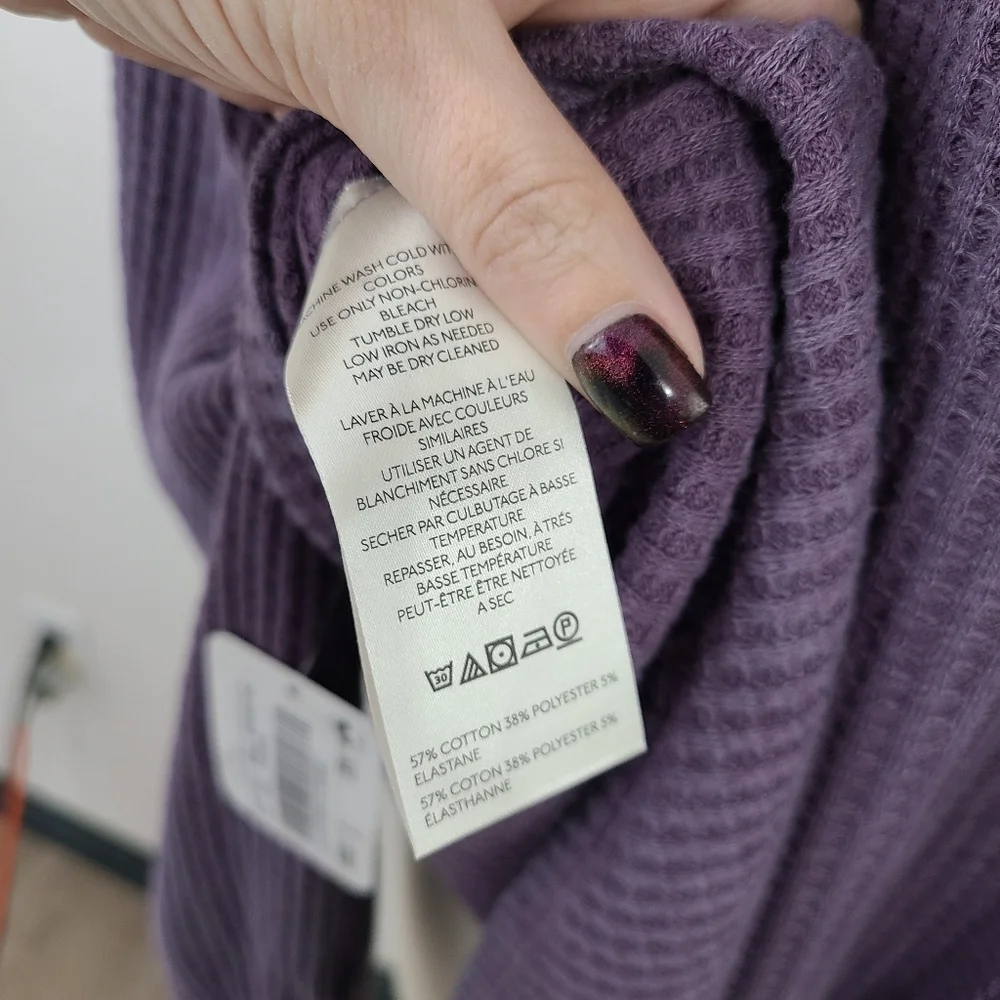 Free People Coraline Thermal top Potent Purple waffle knit dolman sz medium NWT - Picture 7 of 9